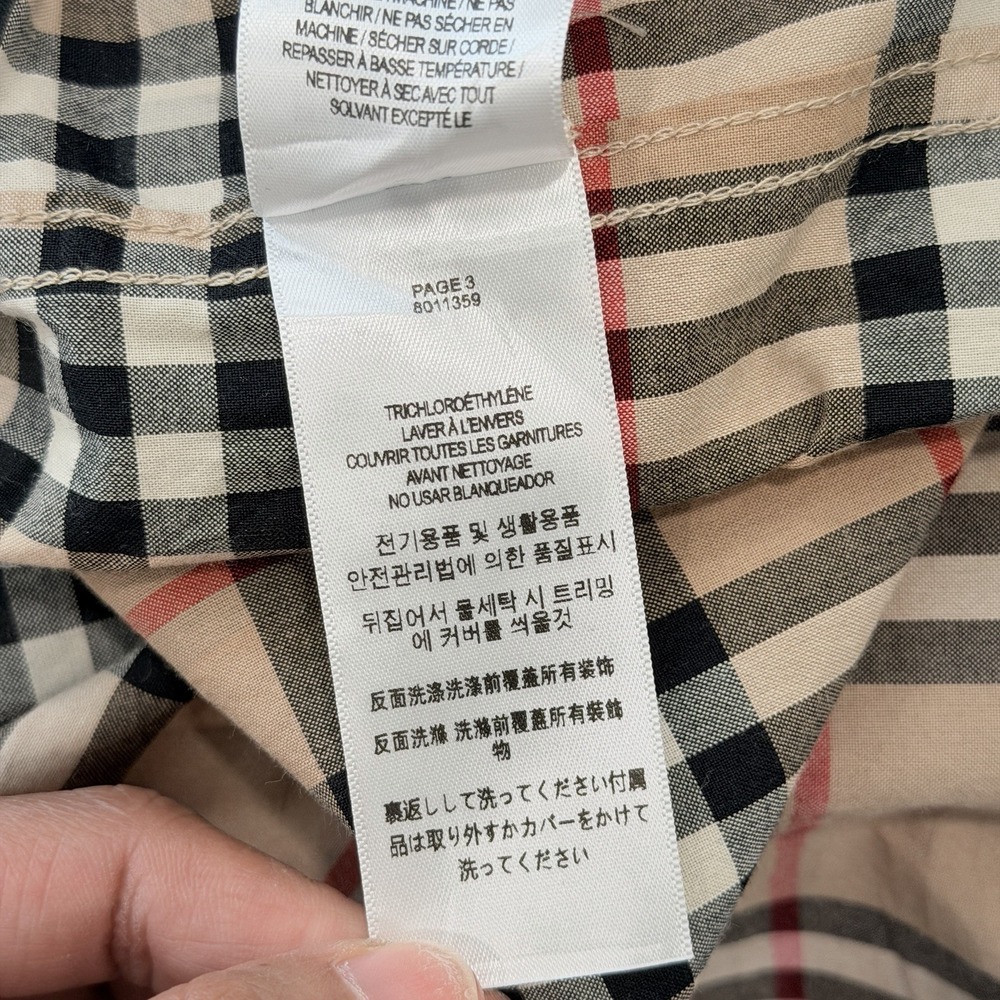 Burberry London England Check Logo Print Button Shirt Beige Men's Large - Picture 12 of 15
